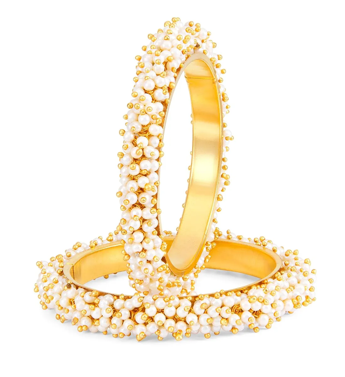 Sukkhi Ravishing Gold Plated Wedding Jewellery Pearl Bangle Set of 2 for Women