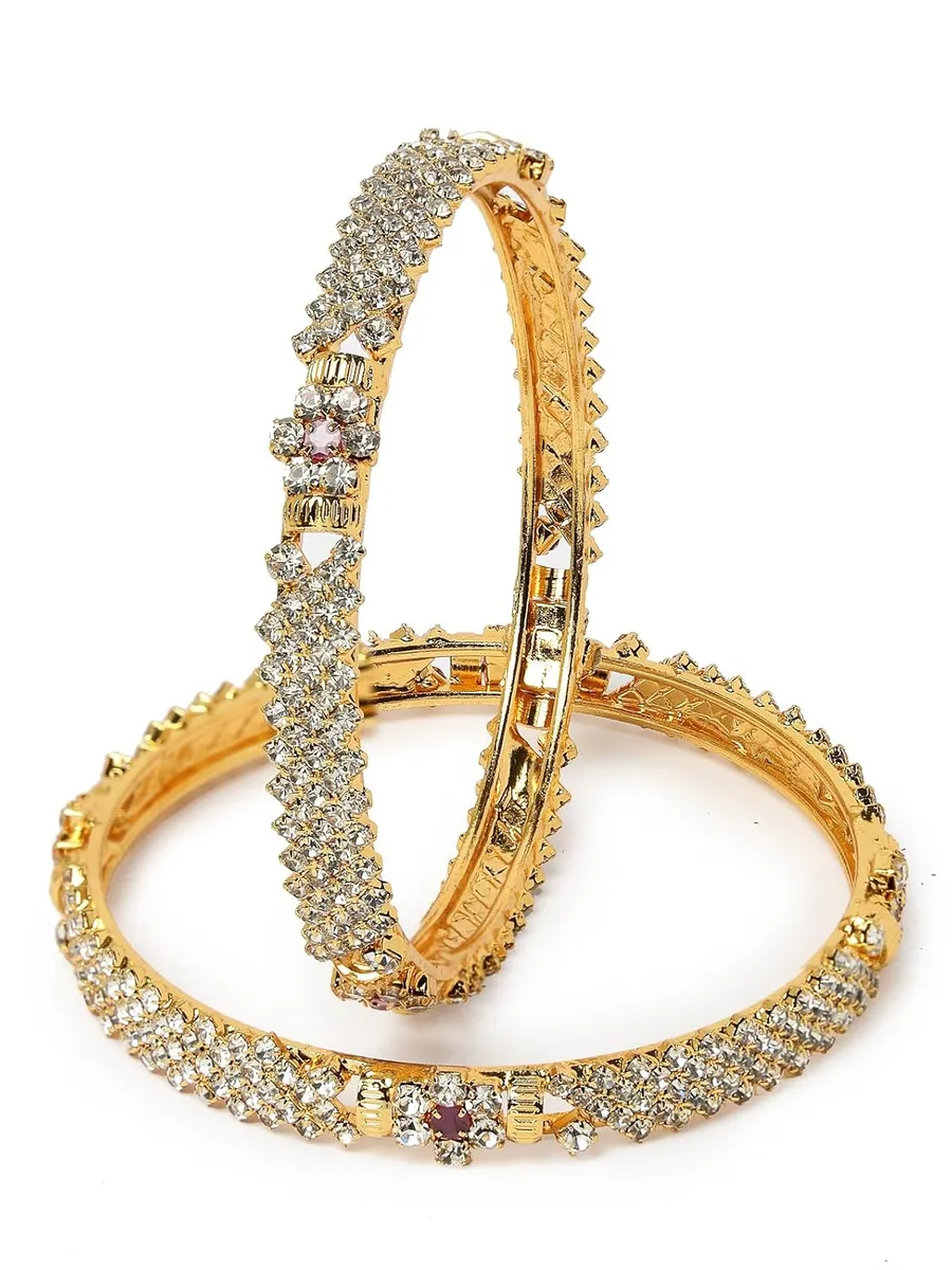 Sukkhi Traditional Gold Plated Red And Green Kada Bracelet Bangle Jewellery Set for Women & Girls