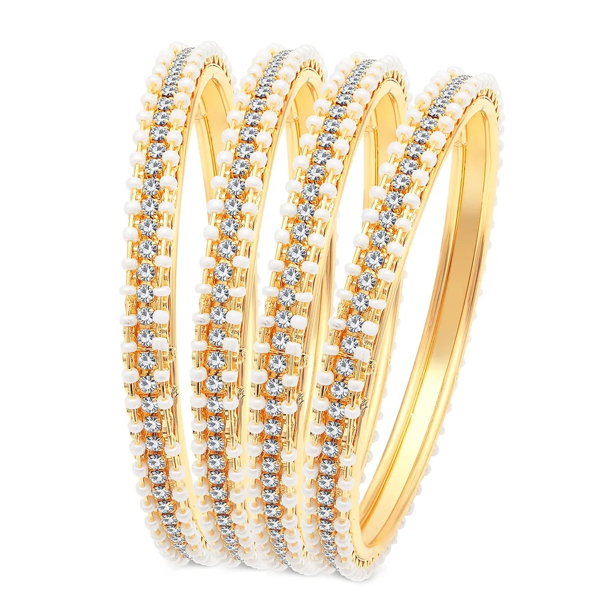 Sukkhi Fascinating Gold Plated AD Bangles For Women Pack Of 4