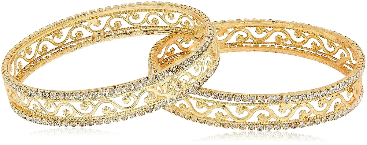 Sukkhi Incredible Gold Plated Set of 2 Austrian Diamond Bangles for Women