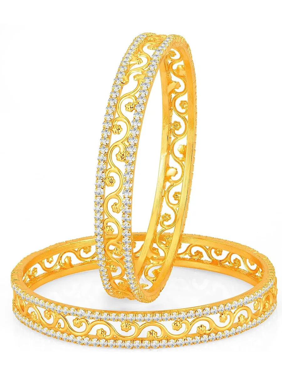 Sukkhi Incredible Gold Plated Set of 2 Austrian Diamond Bangles for Women (Size 2.2)