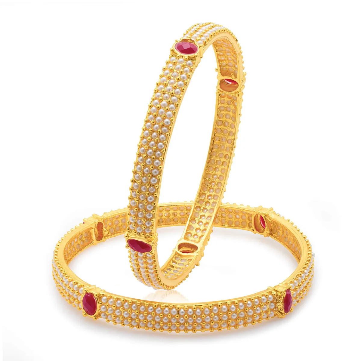 Sukkhi Delightful Gold Plated Pearl Bangles (Set of 2) for Women