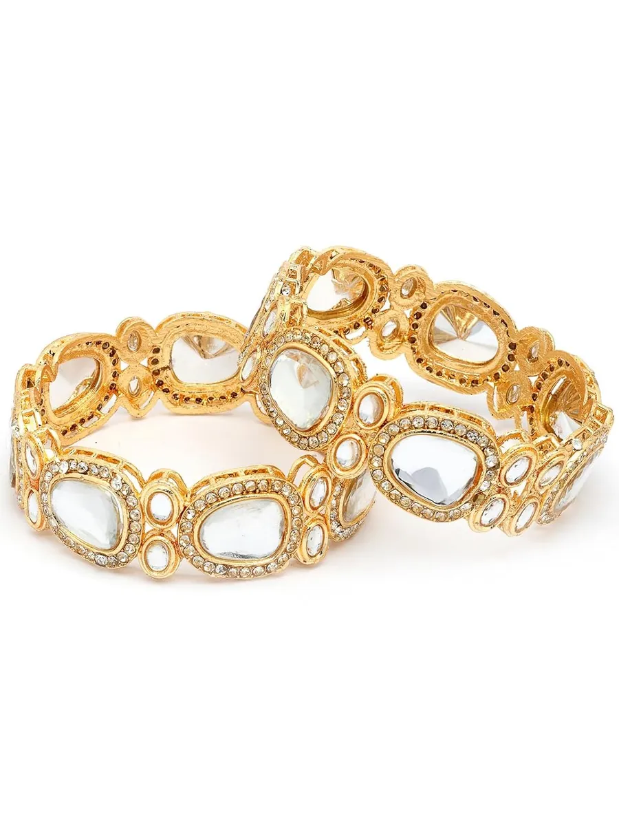 Sukkhi High-Class Stylish Fashion Design Gold Plated Kundan Studded Kada Bangle Jewellery for Women & Girls|Set of 2|Parineeti Chopra Inspired|B107292