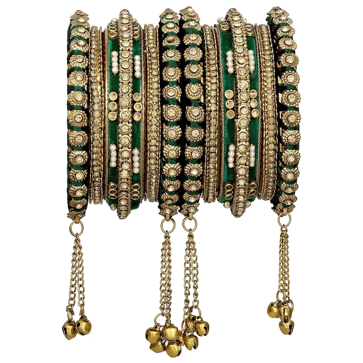 Peora Gold Plated Faux Kundan Studded Ethnic Bangles With Latkan Jewellery Gift for Women | Size - 2.6 inch