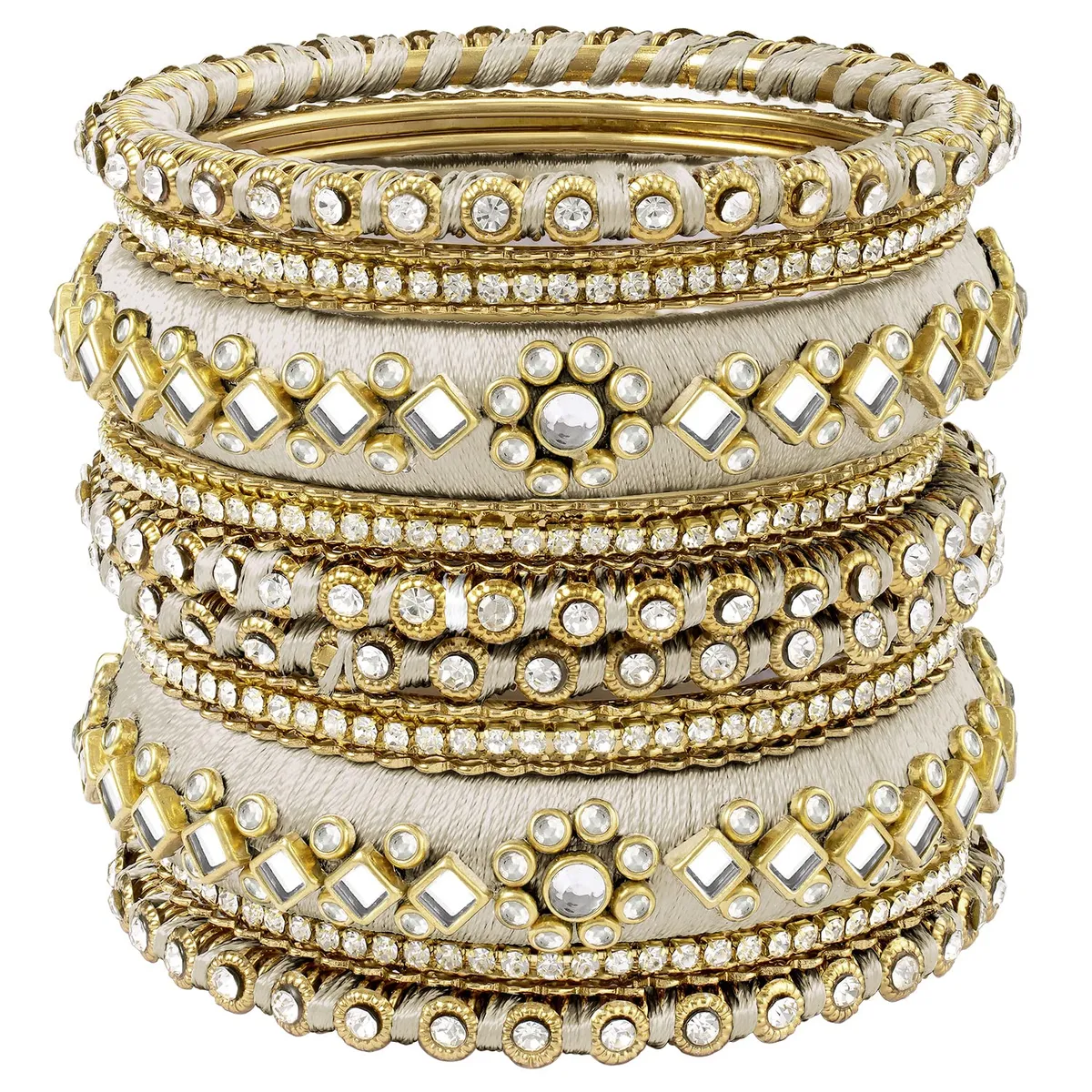 Peora Gold Plated Faux Kundan Studded Silk Thread Ethnic Bangles Jewellery for Women