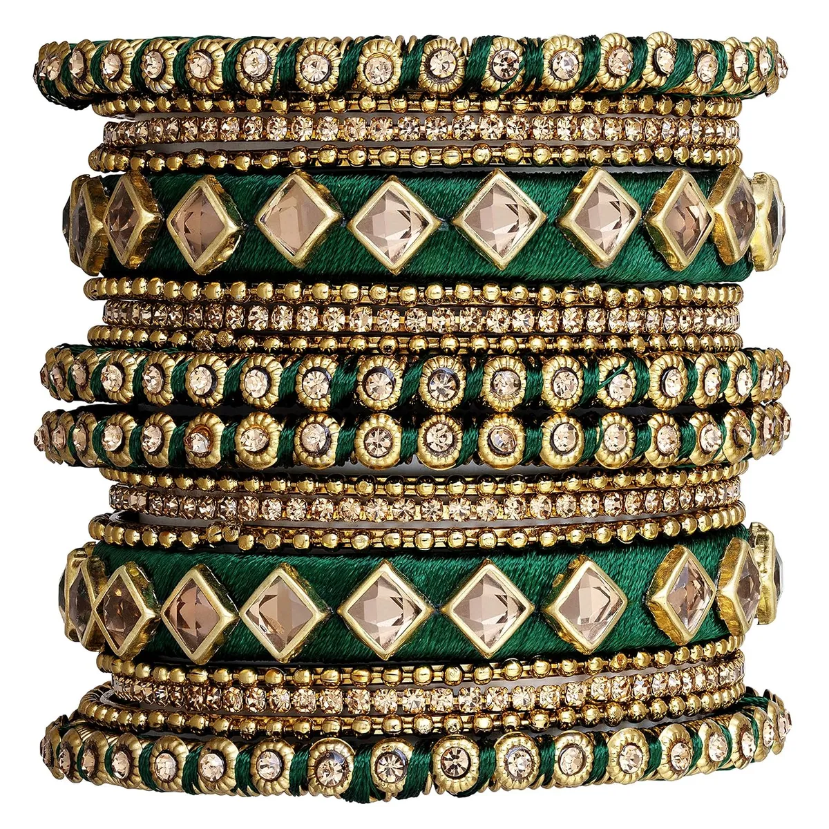 Peora Ethnic Traditional Silk Thread Kundan Bangle Set Gift for Women