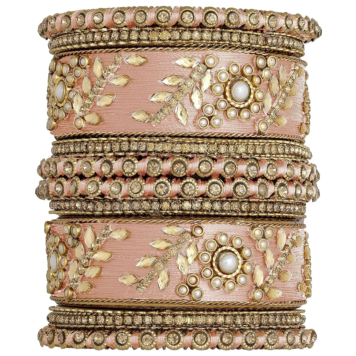 Peora Silk Thread Kundan & Stone Studded Chuda Bangles Set Gift for Women