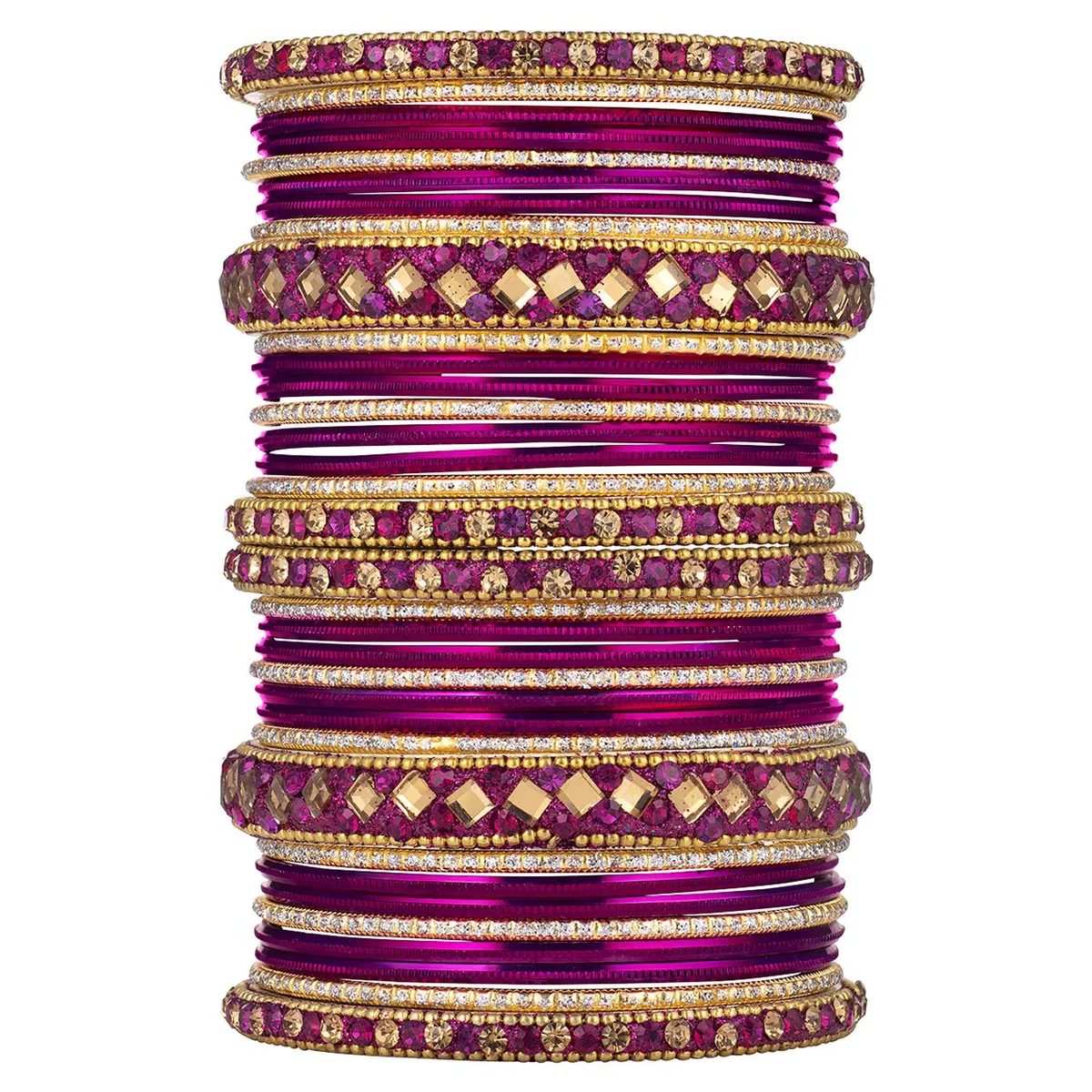 Peora Stone Studded Chuda Metal Bangles Set Gift for Women