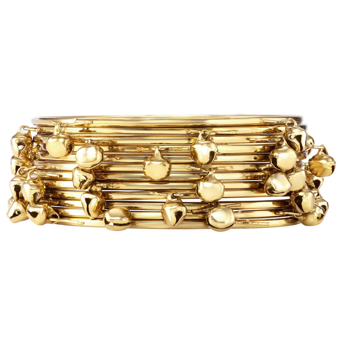 Peora Gold Plated Ghungru Studded Metal Bangles Set Jewellery Ethnic Function Wear Navratri Gift For Women Girls (2.6 Inch)