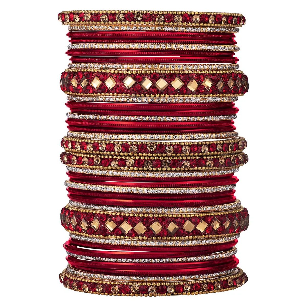 Peora Stone Studded Chuda Metal Bangles Set Gift for Women