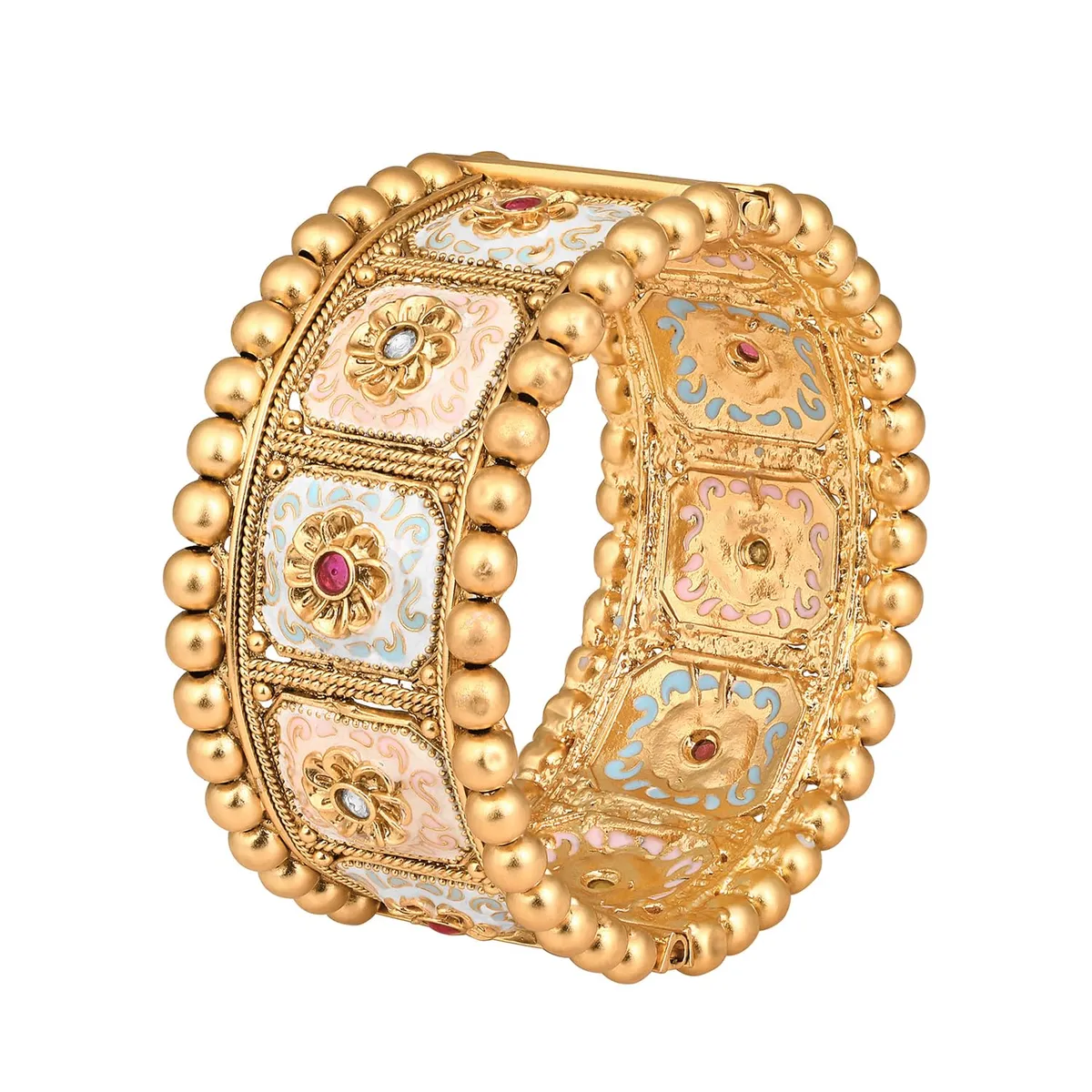 Peora Gold Plated Openable Kada Bangle Traditional Jewellery Gift for Women