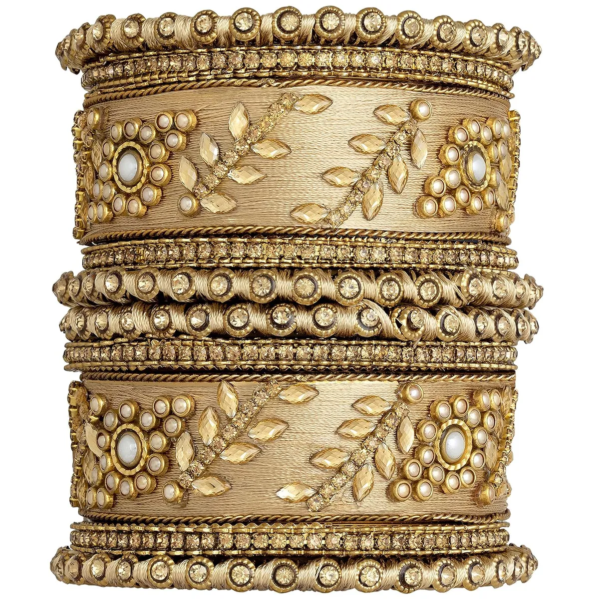 Peora Silk Thread Kundan & Stone Studded Chuda Bangles Set Gift for Women