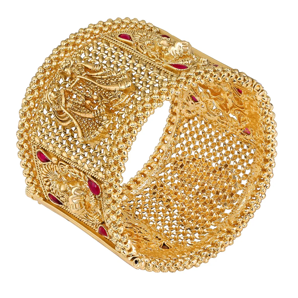 Peora Gold Plated Openable Kada Bangle Traditional Jewellery Gift for Women