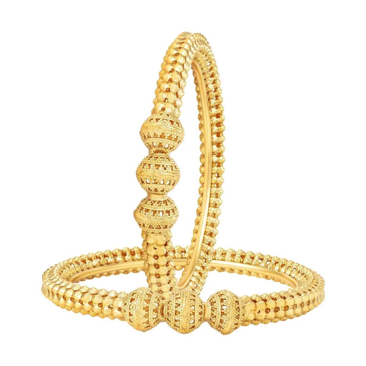 Peora Traditional Jewellery Fancy Designer Casual Party Gold Plated Set of 2 Kada Bangles for Women