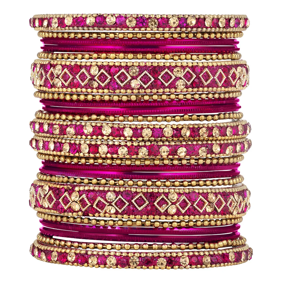 Peora Gold Plated Metal Chura Chuda Bangle Set for Women Girls Wedding Bridal Indian Traditional Ethnic Jewellery (Size - 2.6)