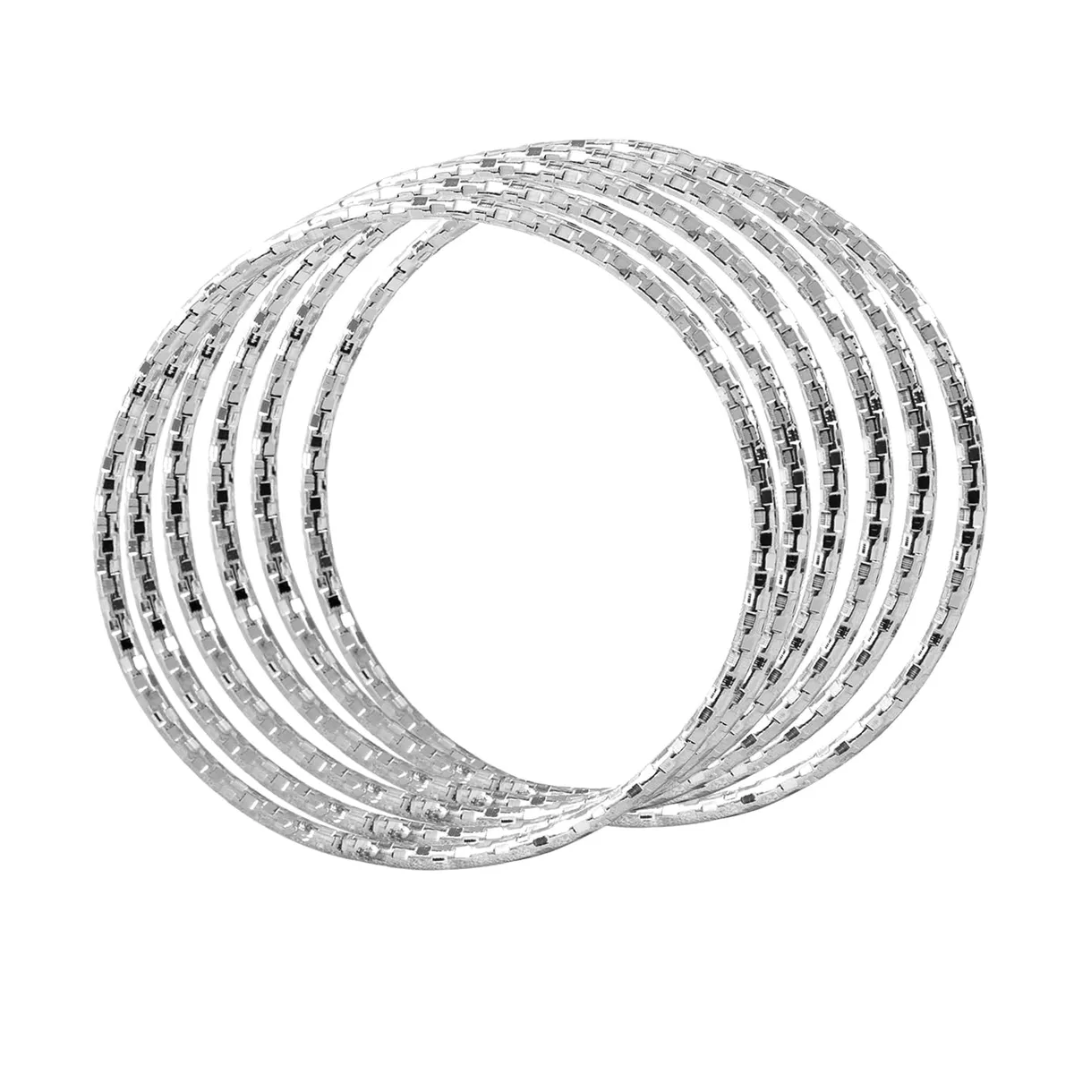 Peora Silver Gold & Rose Gold Plated Metal Bangles Bracelet Fancy Gift for Women (6 Pcs. 2.6 inch)