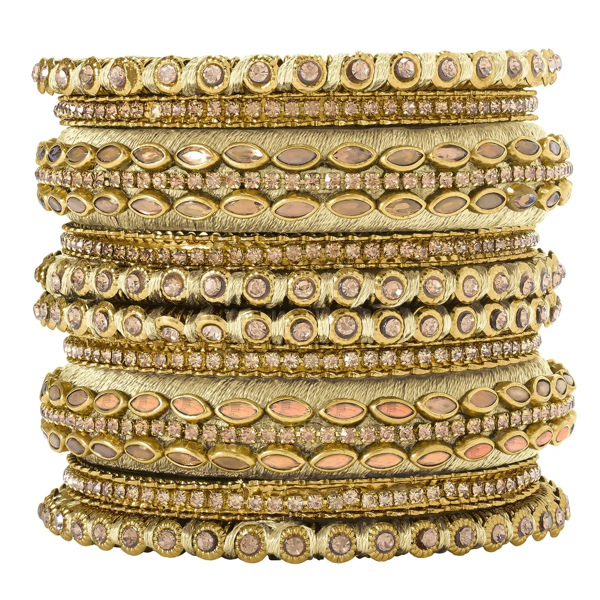 Peora Silk Thread Kundan Studded Bangle Chuda Chura Set Jewellery for Women Girls