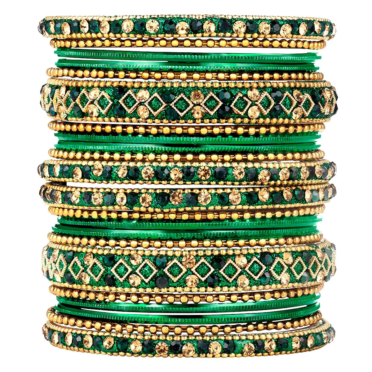 Peora Gold Plated Metal Chura Chuda Bangle Set for Women Girls Wedding Bridal Indian Traditional Ethnic Jewellery (Size - 2.6)