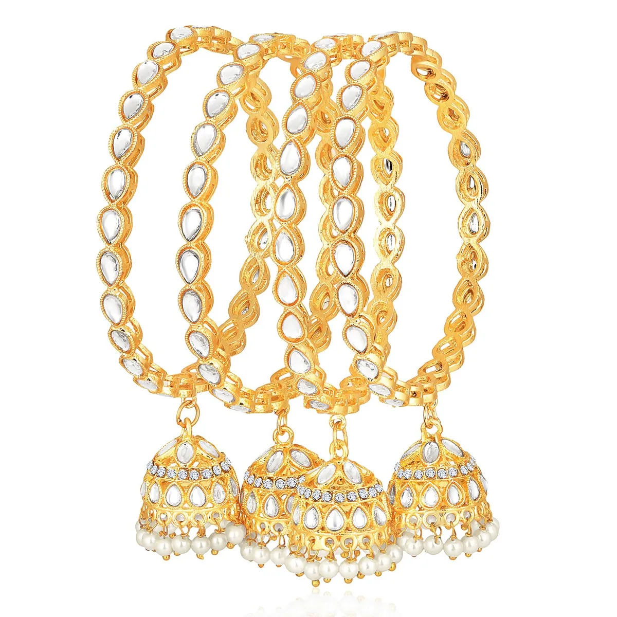Peora Gold Plated Kundan & Beads Studded Bangle with Latkan Ethnic Jewellery for Women & Girls