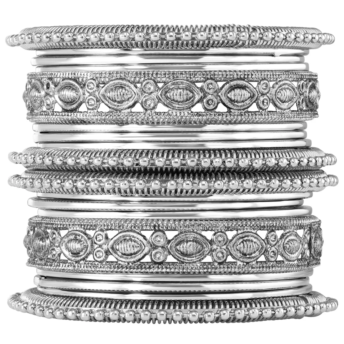 Peora Traditional Silver Plated Metal Bangles Ethnic Stylish Fancy Jewellery Gift for Women(Set of 1)