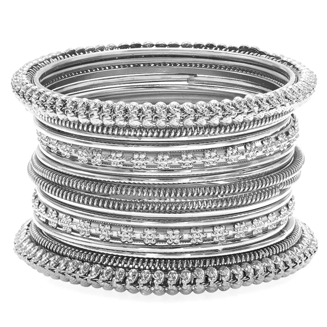 Peora Oxidised Silver Plated Bangle Set Gift for Women