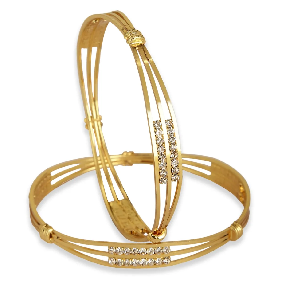 Shining Diva Fashion Set of 2 Latest Stylish Traditional Design Crystal Bangles for Women and Girls