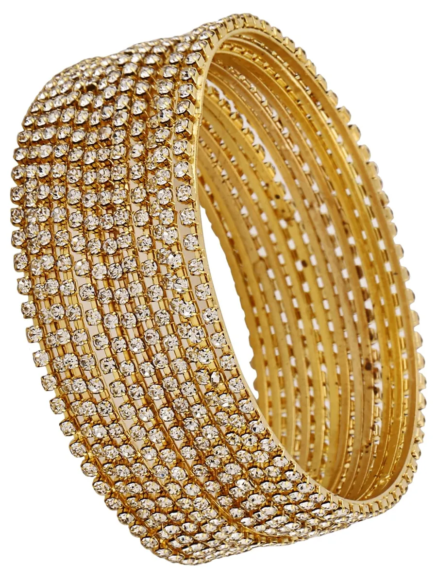 Shining Diva Fashion Set of 12 Latest Traditional Design Gold Plated Stone Bangle for Women