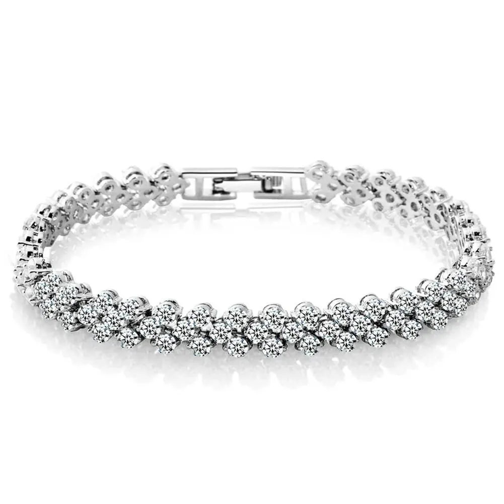 Shining Diva Fashion Platinum Plated Crystal Bangle Bracelet for Women and Girls (14677b)