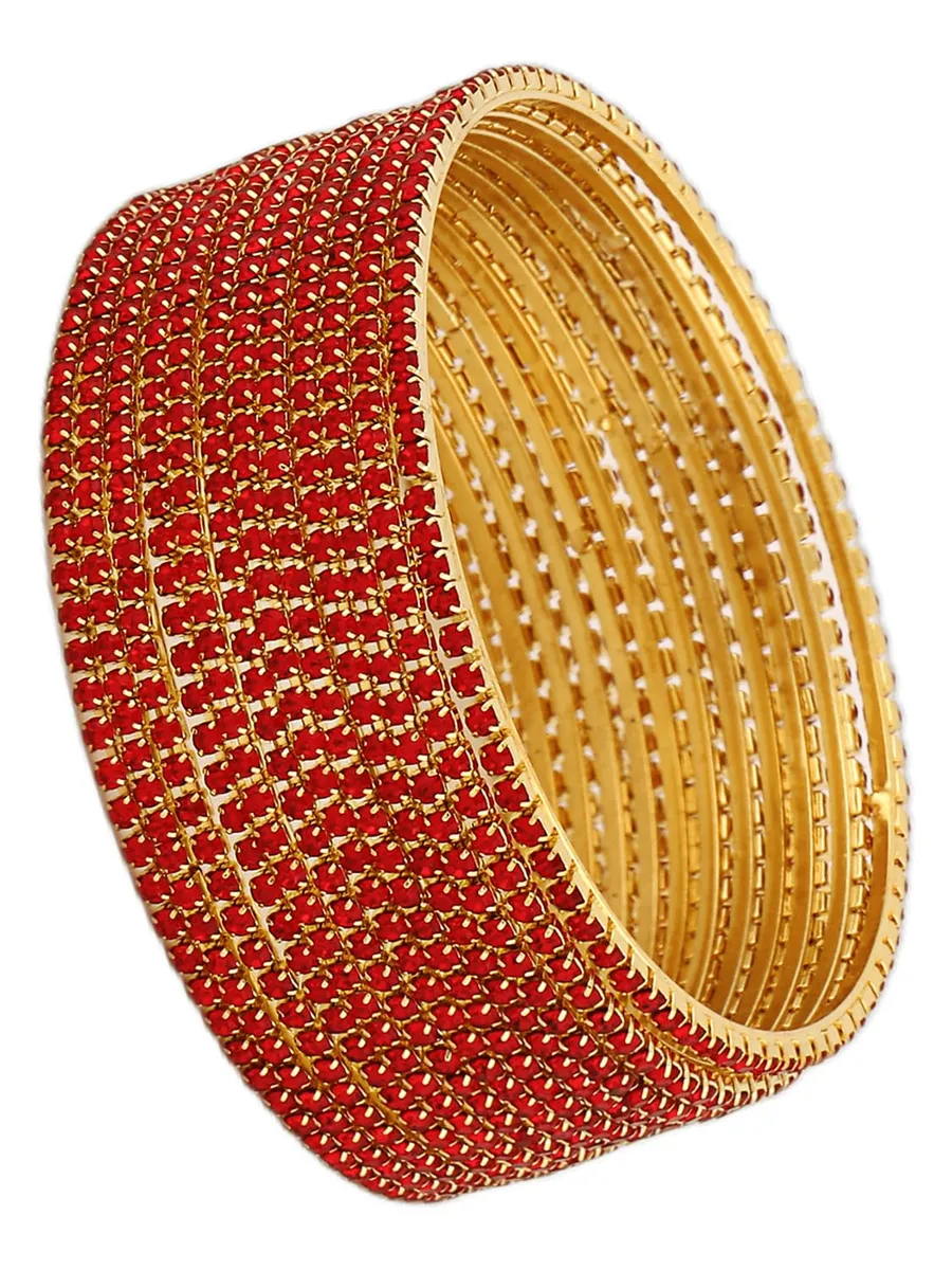 Shining Diva Fashion Set of 12 Latest Traditional Design Gold Plated Stone Bangle for Women