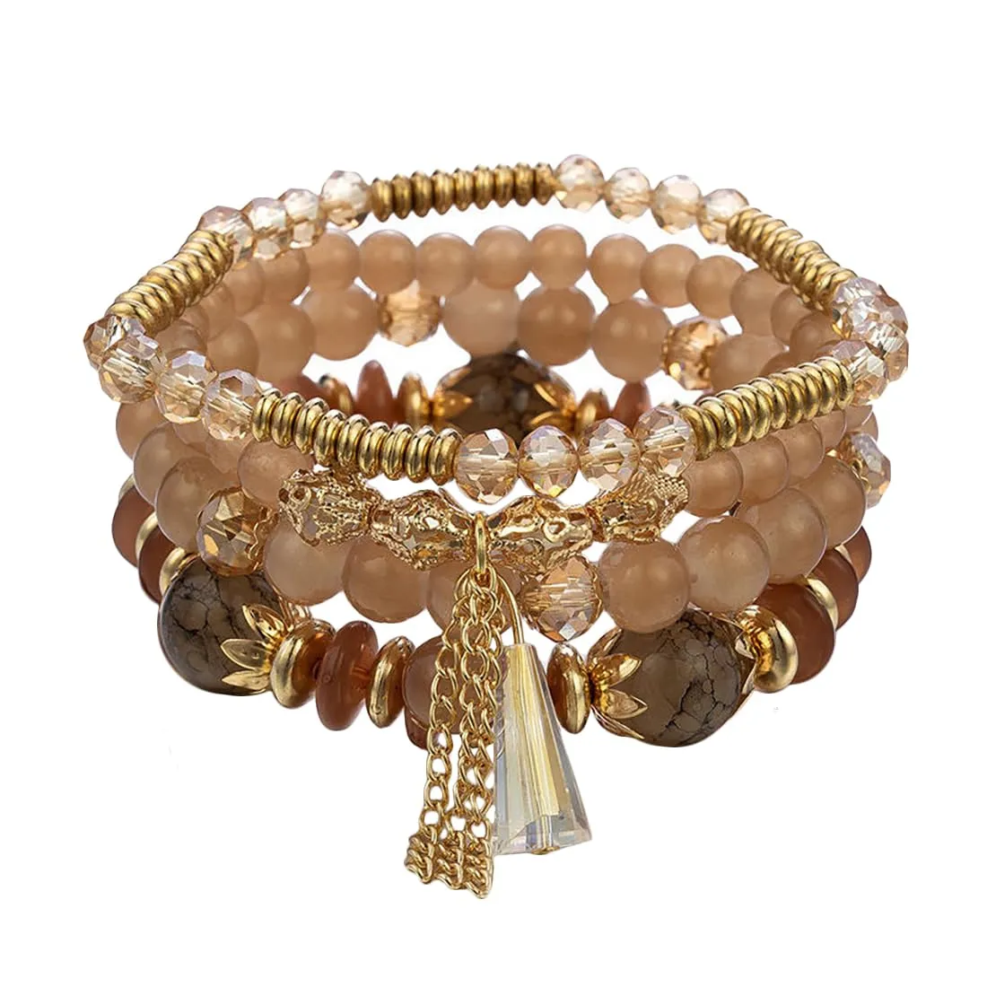 Shining Diva Fashion Latest Stylish Bohemian Stackable Multilayer Crystal Charm Beaded Bracelet for Women Girls