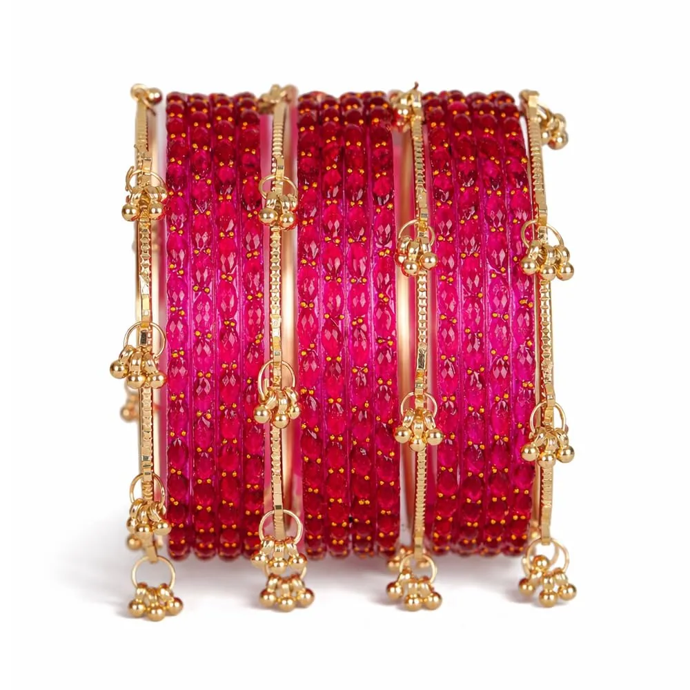 Shining Diva Fashion 16 Pcs Trendy Stylish Glass & Kashmiri Ghungroo Bangles Set for Women & Girls | Premium Latest Traditional Festive Wedding Party Jewellery