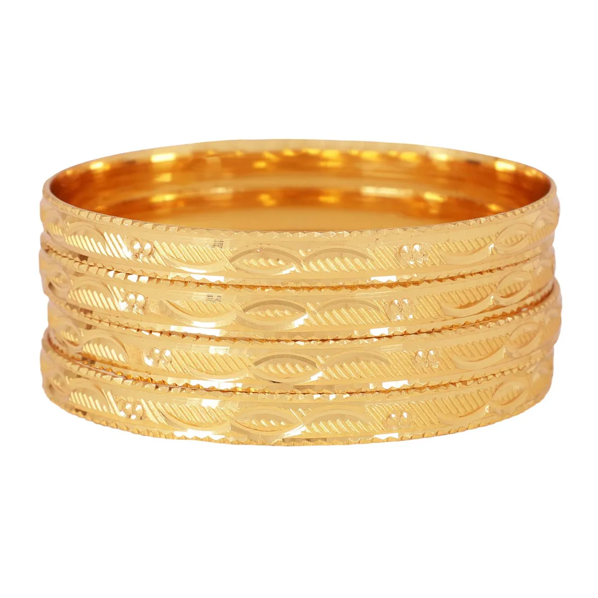 Shining Diva Fashion Set of 4 Latest One Gram Gold Plated Traditional Bangles for Women and Girls