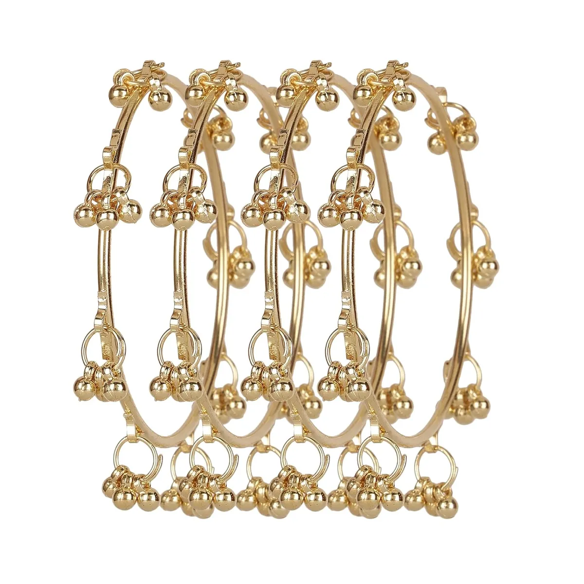Shining Diva Fashion 4 Pcs Traditional Stylish Ghungroo Kashmiri Bangles Set for Women & Girls