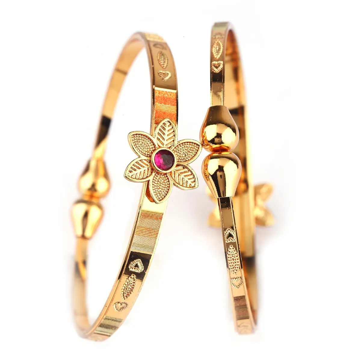 Shining Diva Fashion Set Of 2 Latest Traditional Design 18k Gold Plated Adjustable Bracelet Bangles for Women (Golden)(15233b)