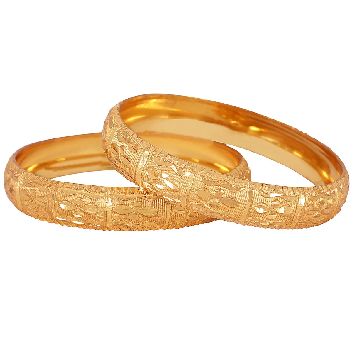 Shining Diva Fashion Latest One Gram Gold Plated Set of 2 Traditional Broad Bangles for Women and Girls