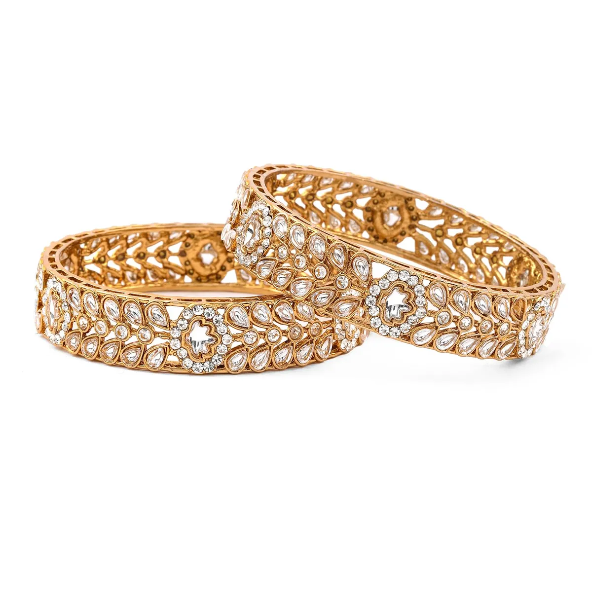 Rubans Cubic Zirconia Ethnic Set of 2 Bangles for Women Stylish Traditional