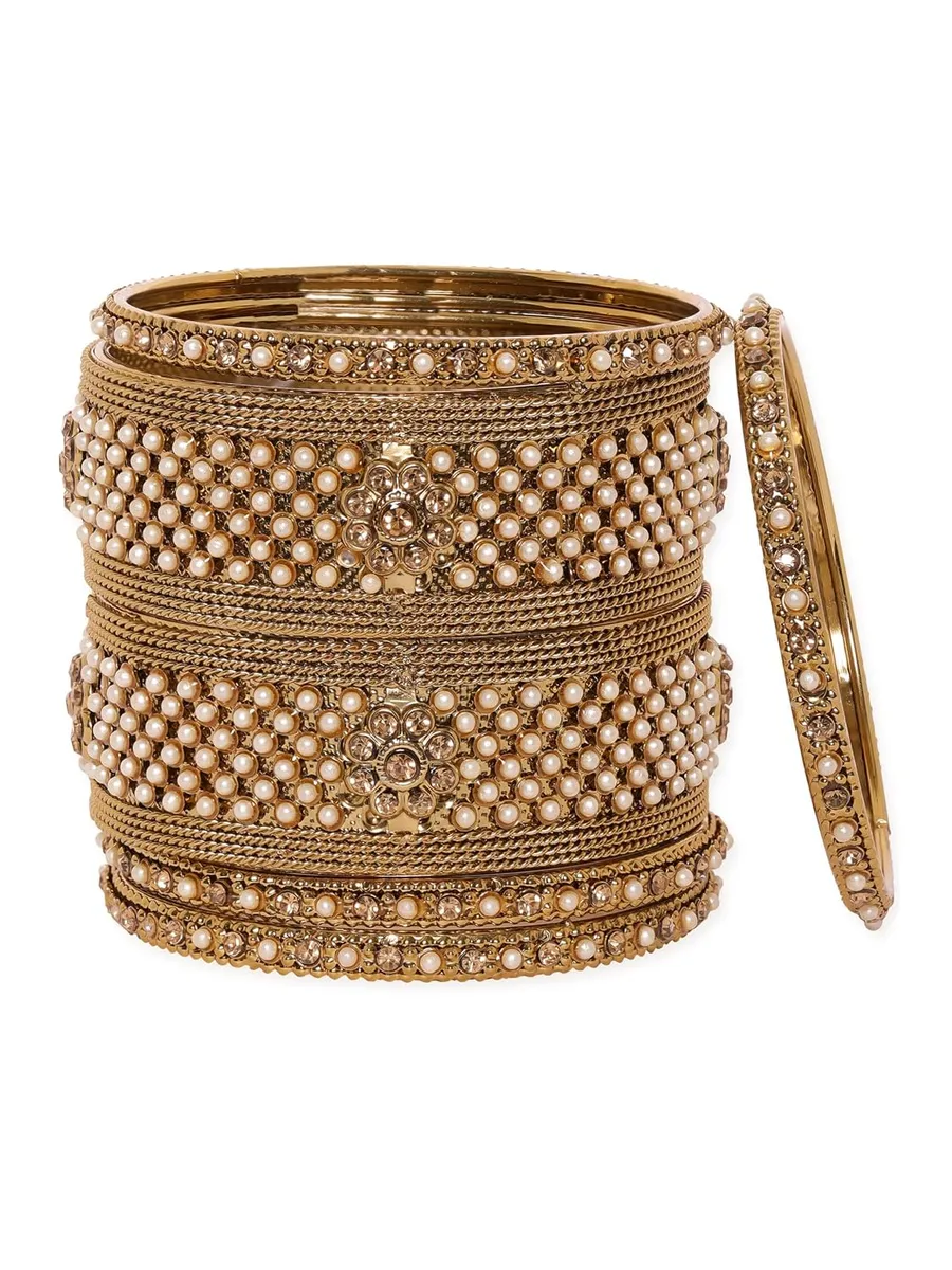 Rubans American Diamond Zirconia Set of 4 Bangles for Women Stylish Wedding