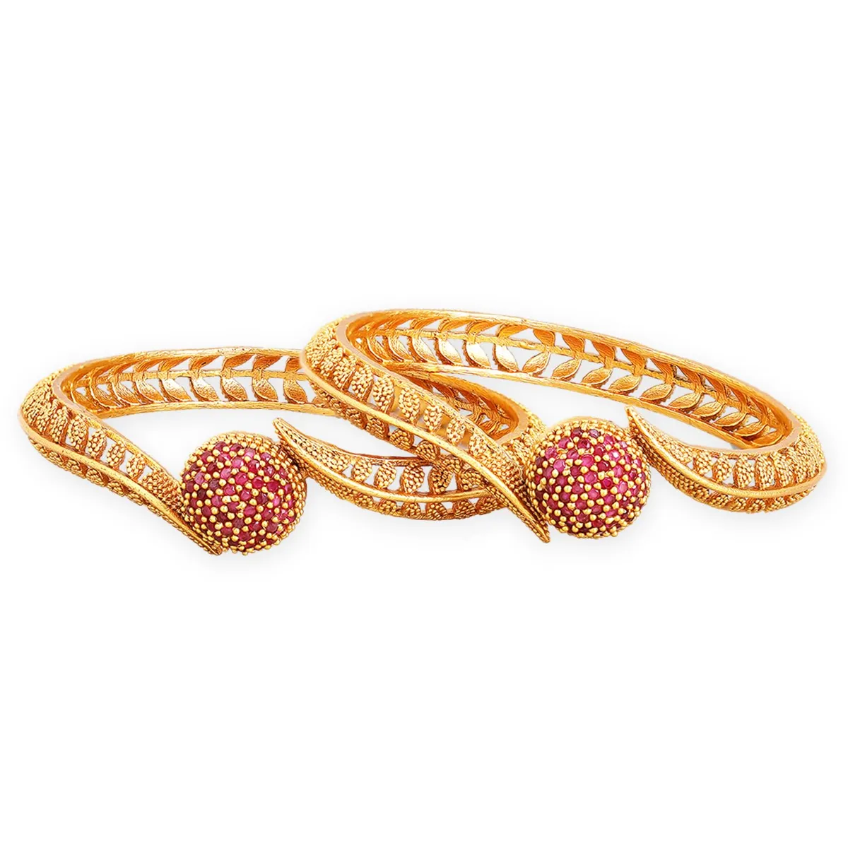 Rubans 22K Gold Plated Stone Studded Traditional Bangles Set for Women Gift