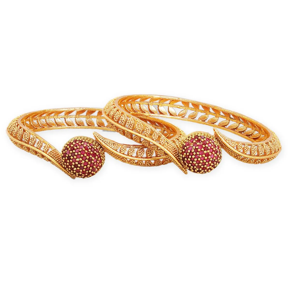 Rubans 22K Gold Plated Stone Studded Traditional Bangles Set for Women Gift