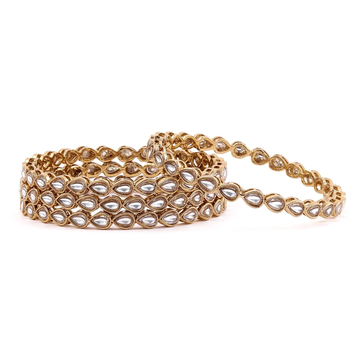 Rubans Set of 4 Kundan Ethnic Bangles Trendy Jewellery Gift for Women & Girls