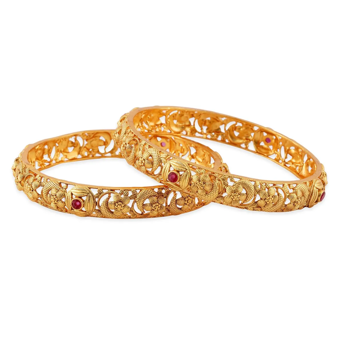 Rubans Gold Plated Handcrafted Traditional Bangles Set for Women Party