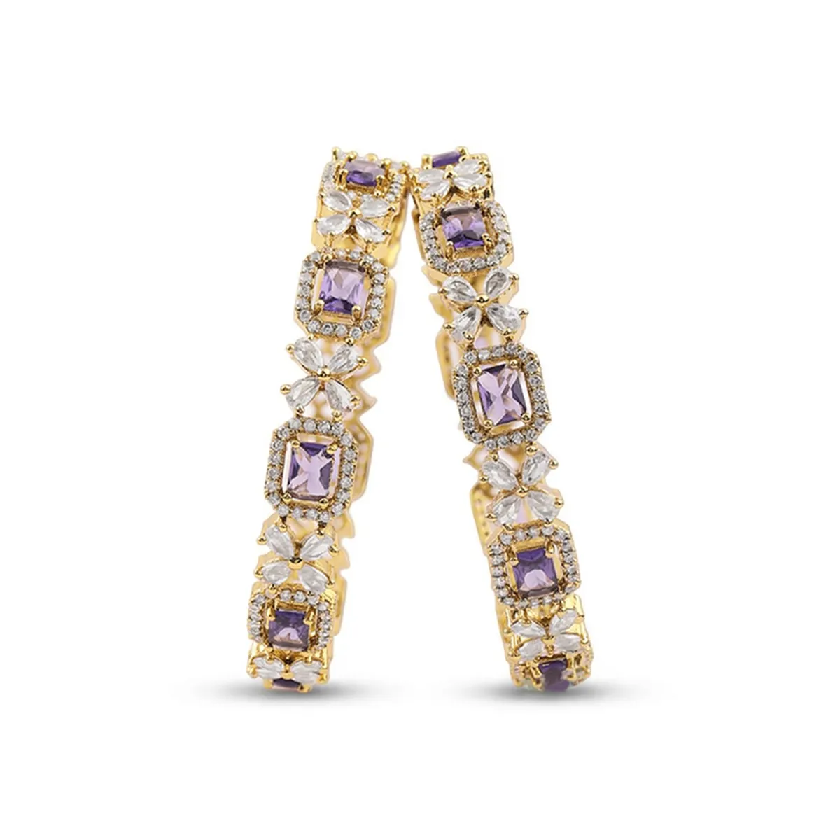Rubans Gold Plated American Diamond Set of 2 Bangles Set for Women Stylish