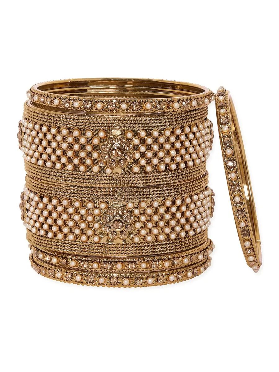 Rubans American Diamond Zirconia Set of 4 Bangles for Women Stylish Wedding