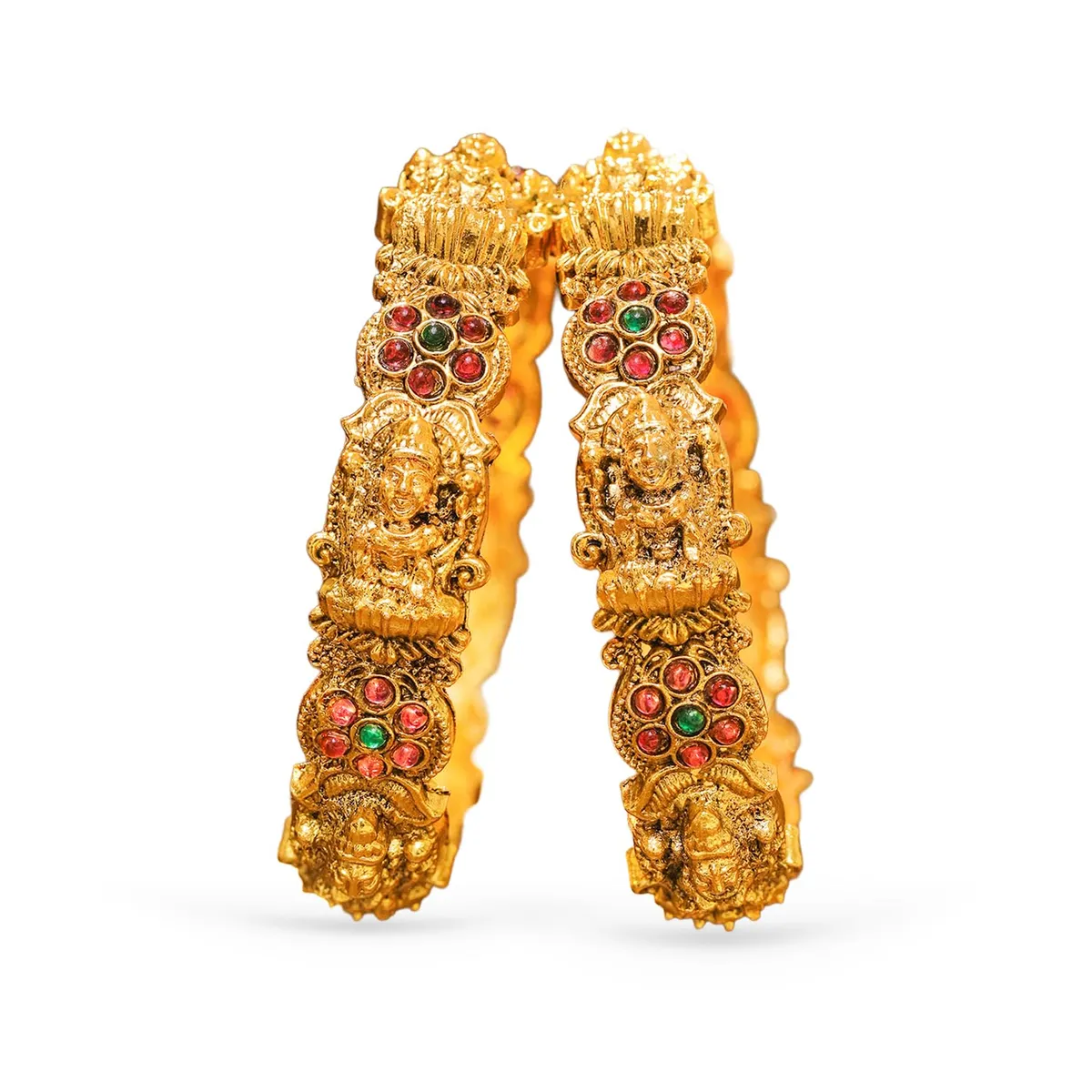 Rubans Gold Plated Lakshmi Bangles Temple Jewellery Set For Women