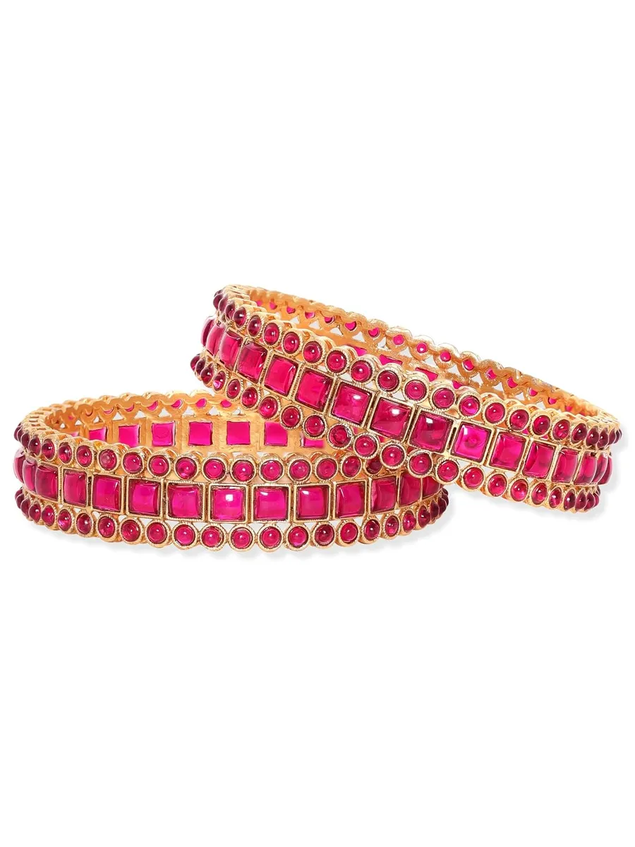 Rubans Gold Plated Kundan Traditional Ethnic Bangles for Women Stylish Gift