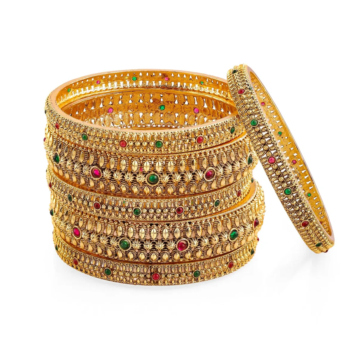 Rubans Gold Plated Traditional Bridal Festive Bangles For Women Stylish