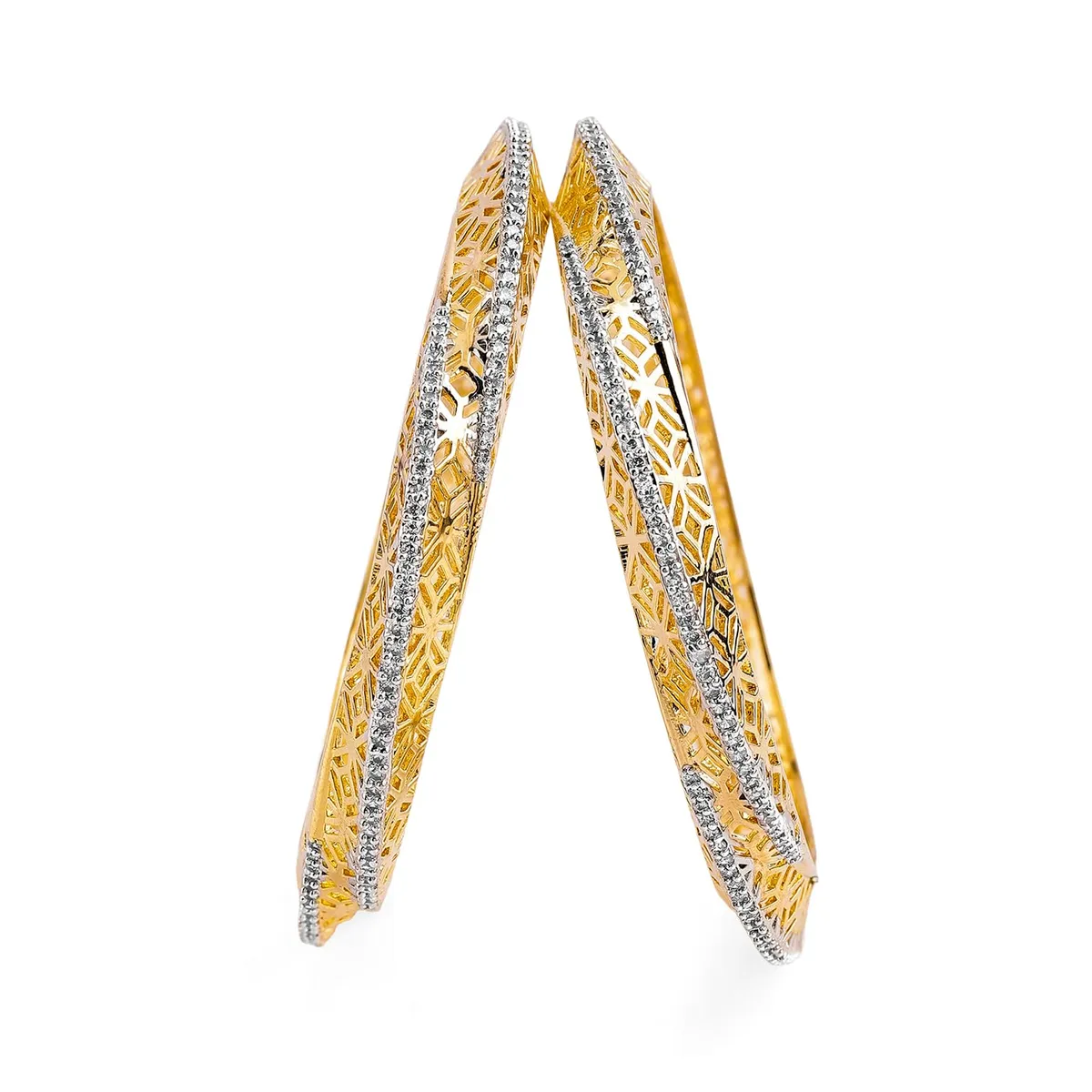 Rubans Gold Plated Zirconia Bridal Wedding Bangles for Women Stylish Ethnic