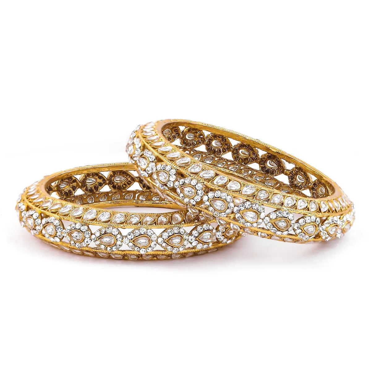 Rubans Bangles Set of 2 Kundan Wedding Jewellery Gift for Women & Girls