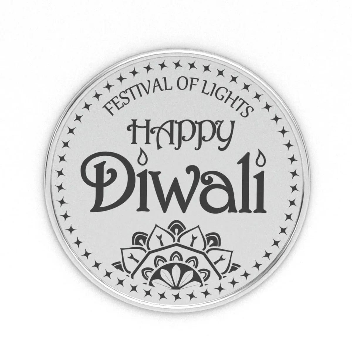 AuGrav Jewels 999 Pure Silver Coin 10 Grams | Diwali Special Silver Coin with Diya & QR Code | Certified Festival Gift Coin for Puja, Wedding, Corporate Gift, Return Gift & Special Occasions