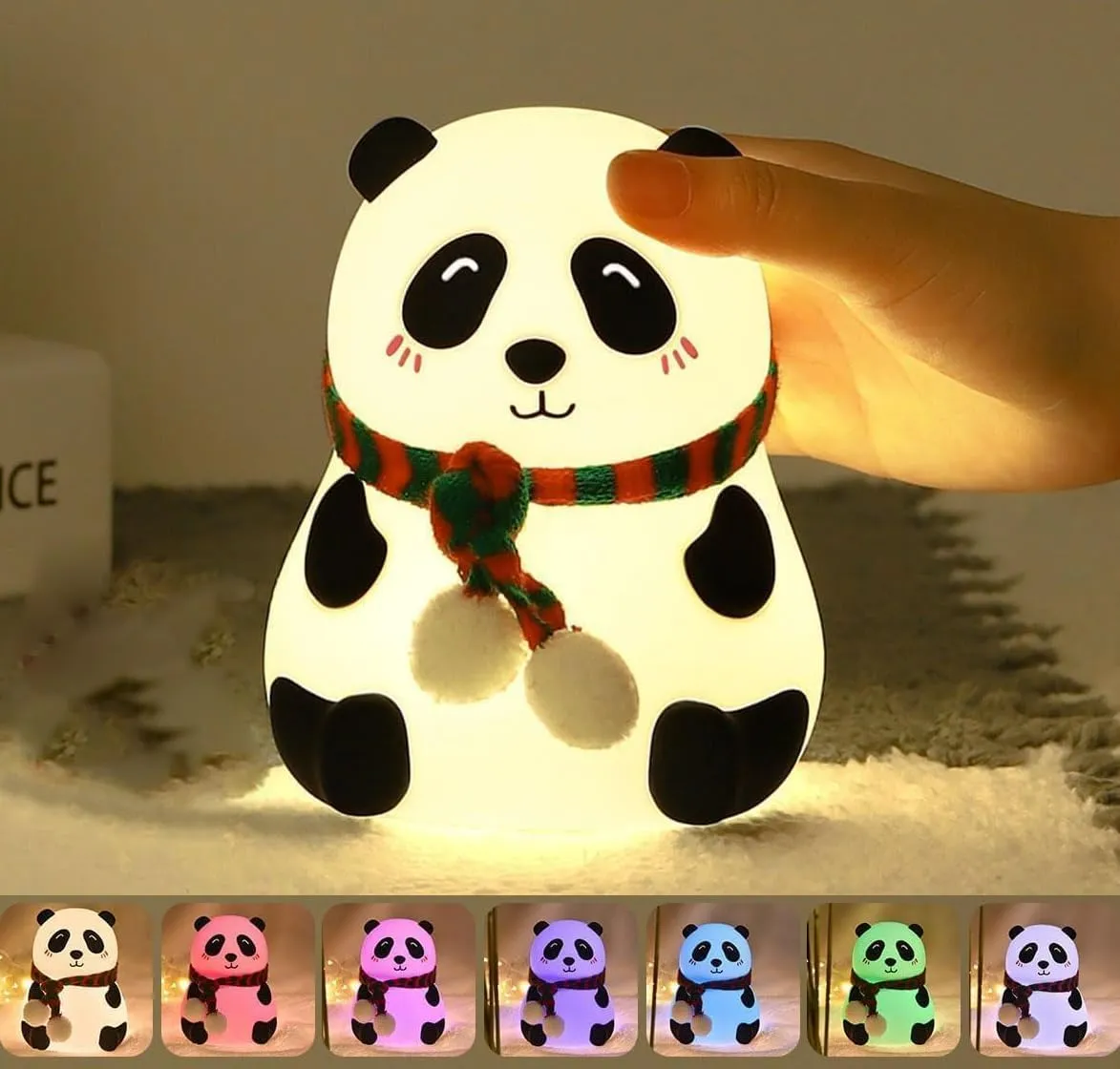 Desidiya® Cute Panda Night Lamp - Silicone Lamp for Bedroom, Color Changing LED Touch Light, Portable for Kids, BPA-Free Bed Lamp for Kids, Nightlight for Home Decoration, Valentine Special